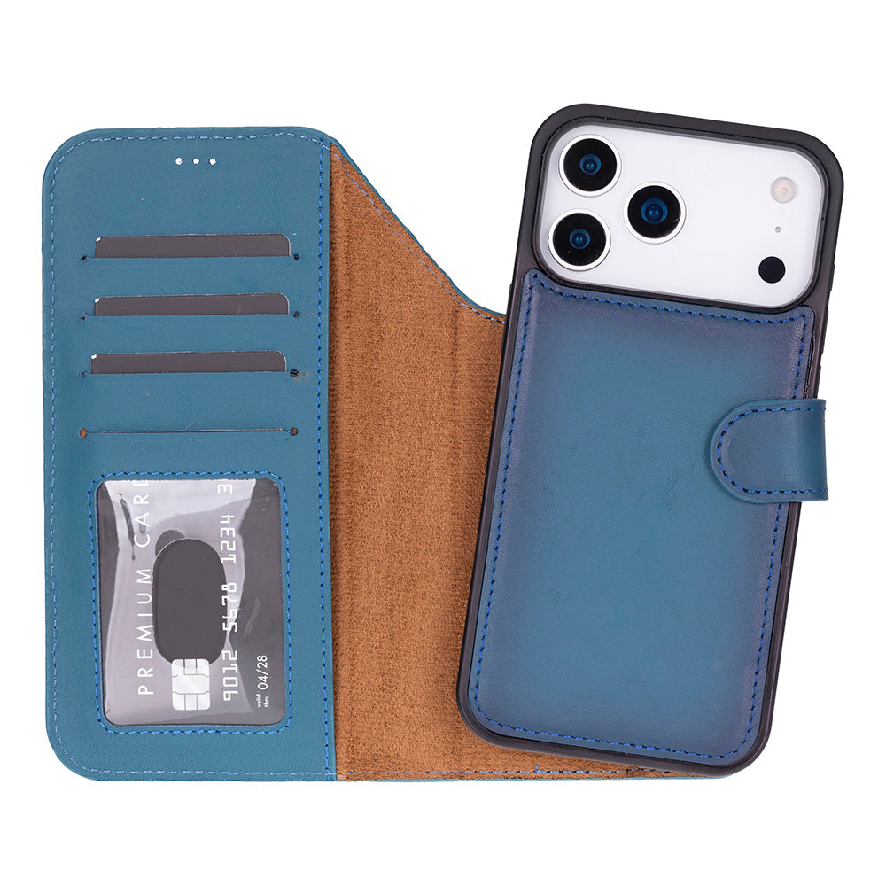 Magic iPhone 17 Pro Max Genuine Leather Detachable Wallet Case