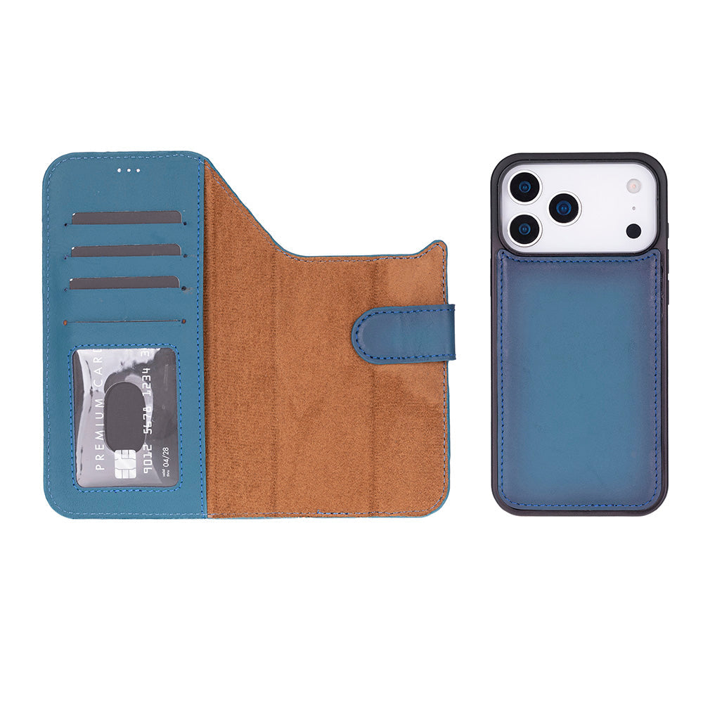 Magic iPhone 17 Pro Detachable Genuine Leather Wallet Case