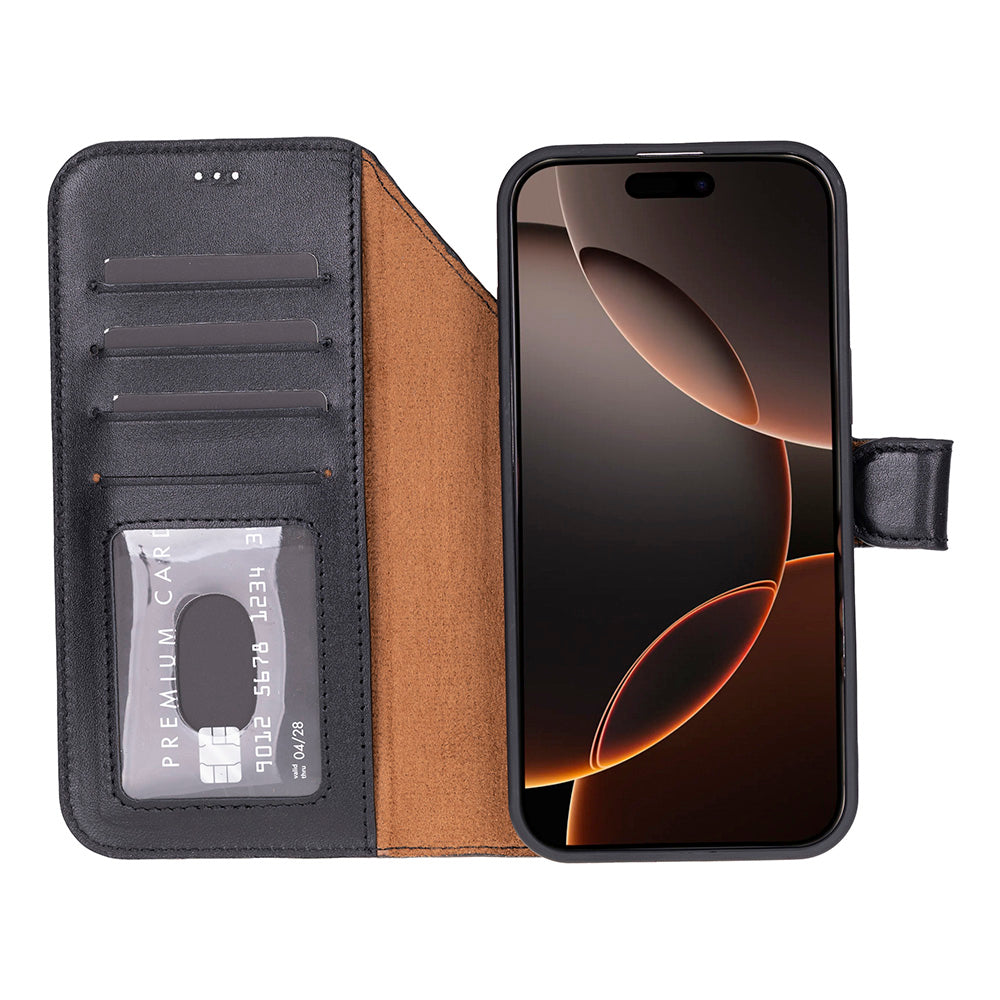 Magic iPhone 17 Pro Detachable Genuine Leather Wallet Case