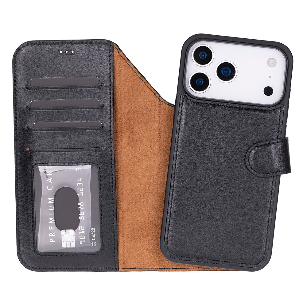 Magic iPhone 17 Pro Genuine Leather Detachable Wallet Case