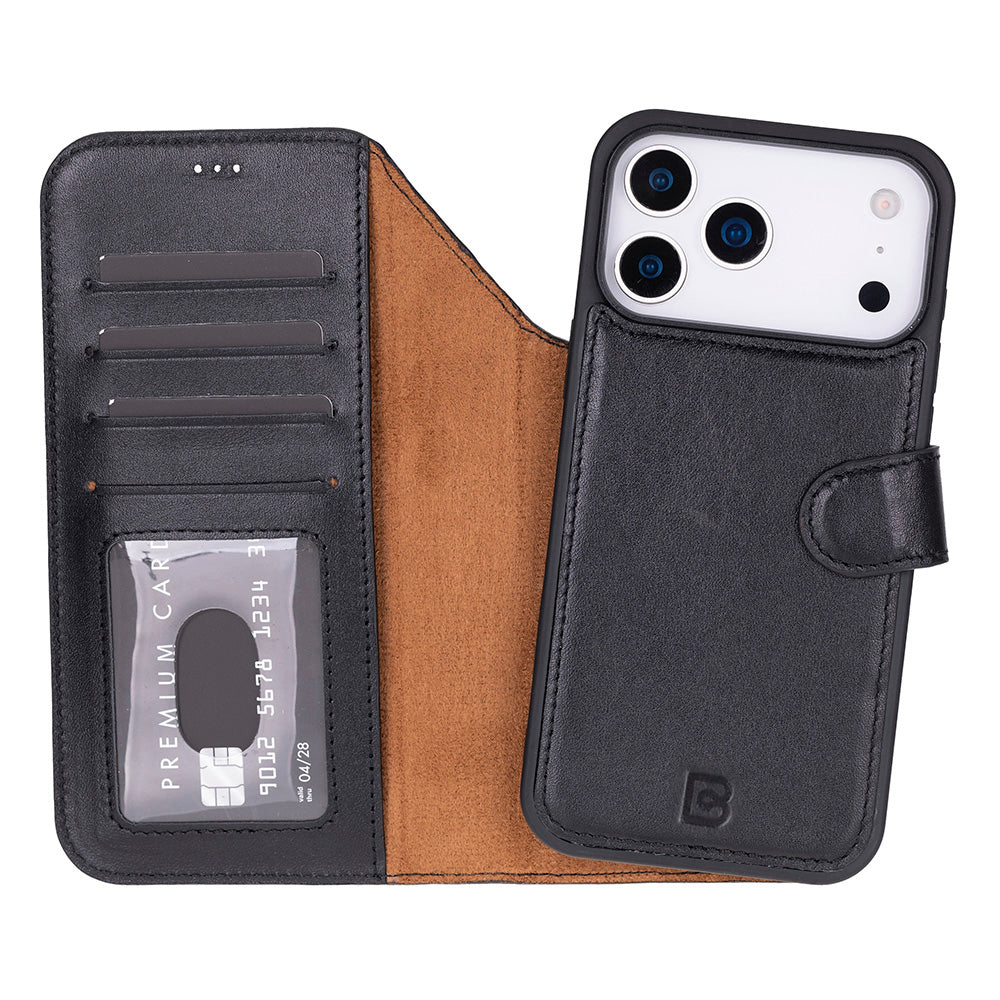 Magic iPhone 17 Pro Detachable Genuine Leather Wallet Case