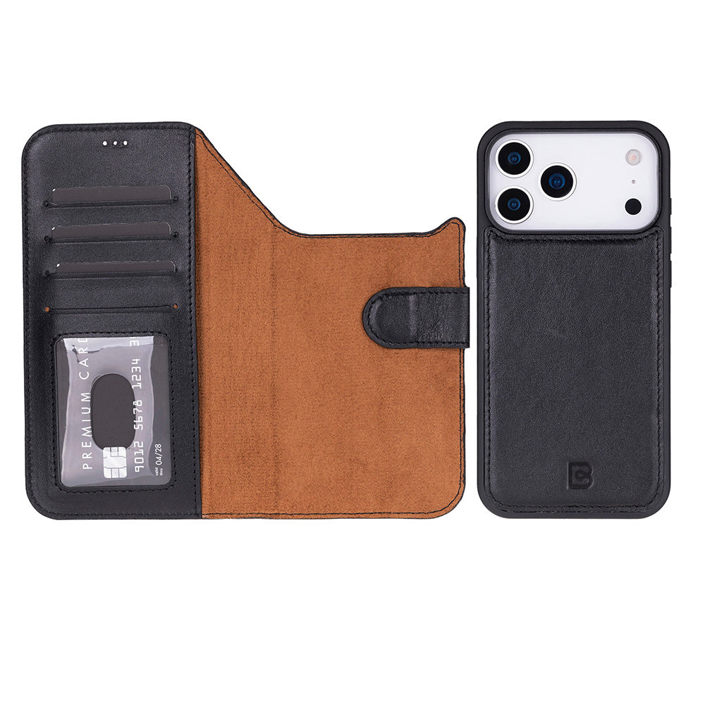 Magic iPhone 17 Pro Detachable Genuine Leather Wallet Case