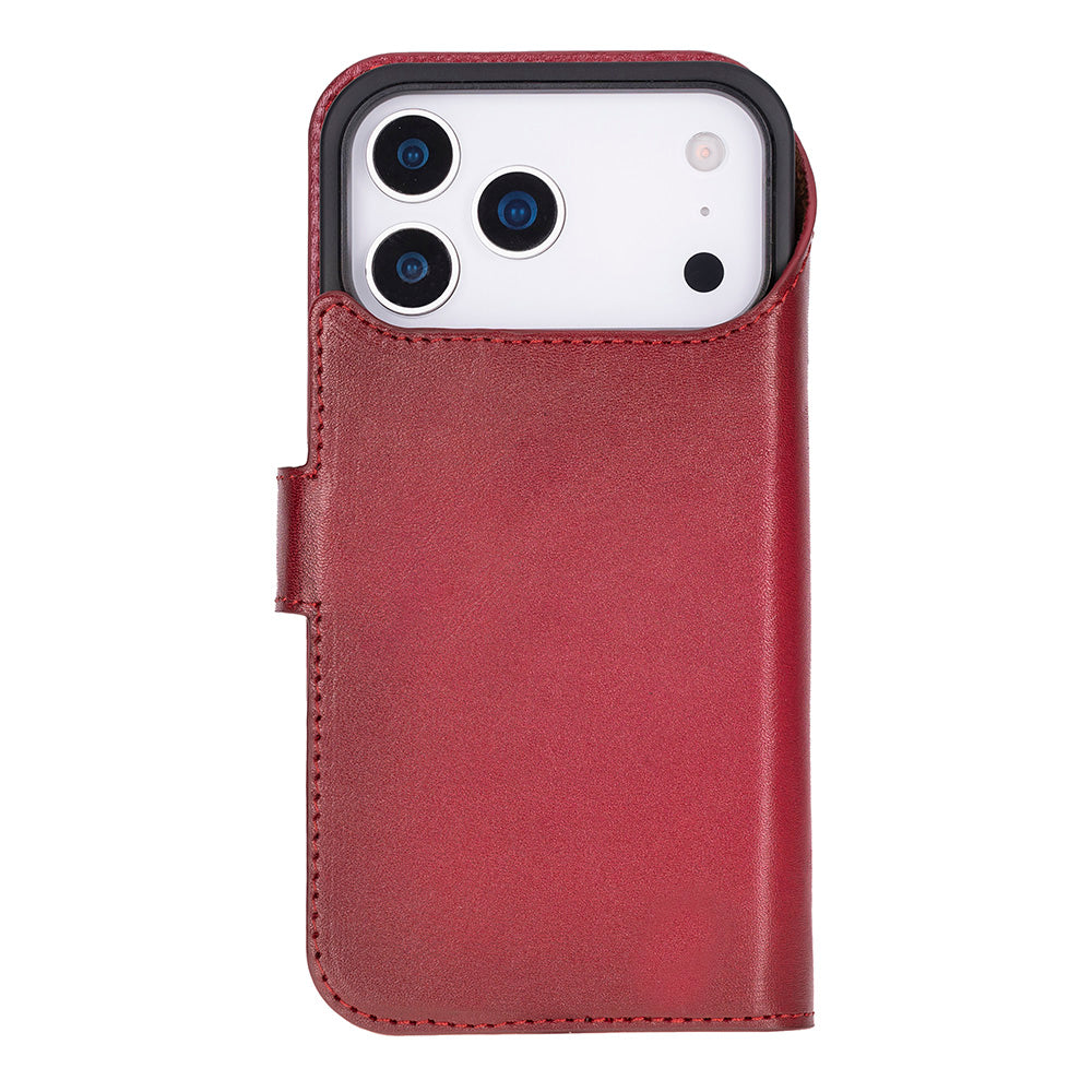 Magic iPhone 17 Pro Detachable Genuine Leather Wallet Case