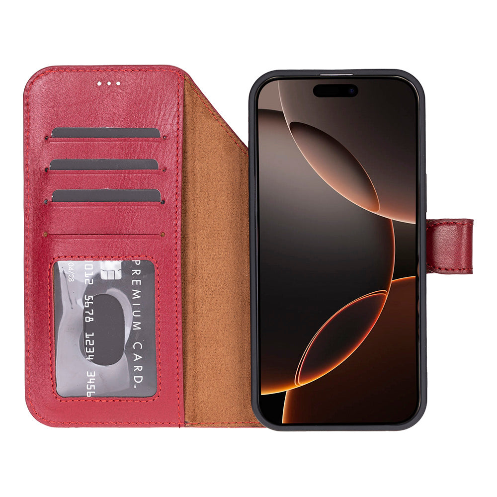 Magic iPhone 17 Pro Detachable Genuine Leather Wallet Case