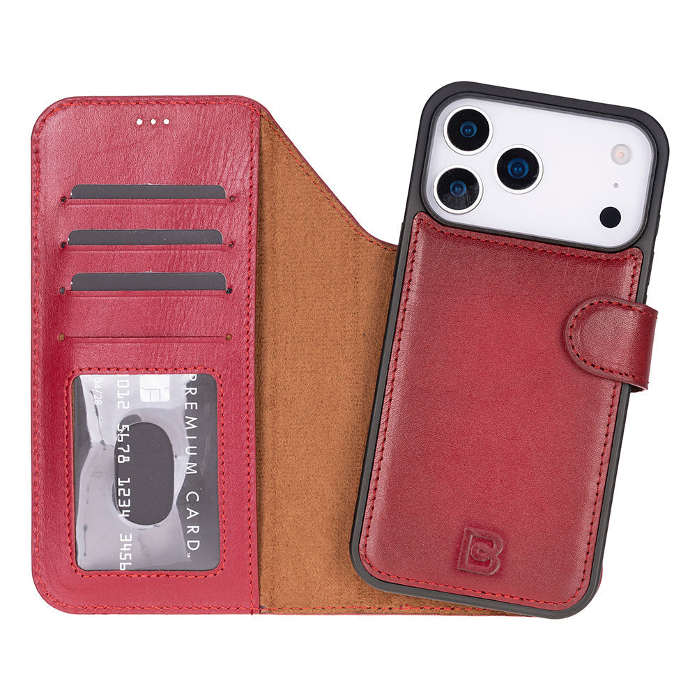 Magic iPhone 17 Pro Detachable Genuine Leather Wallet Case