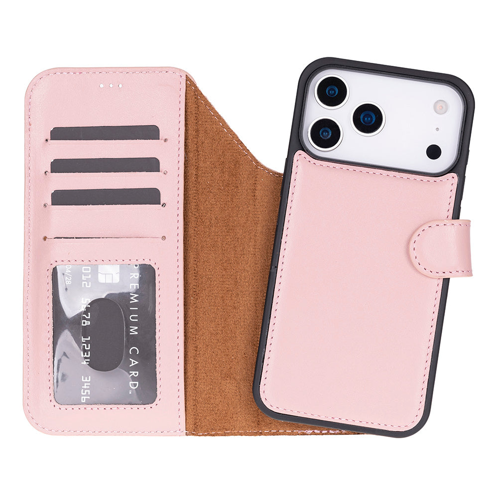 Magic iPhone 17 Pro Max Genuine Leather Detachable Wallet Case