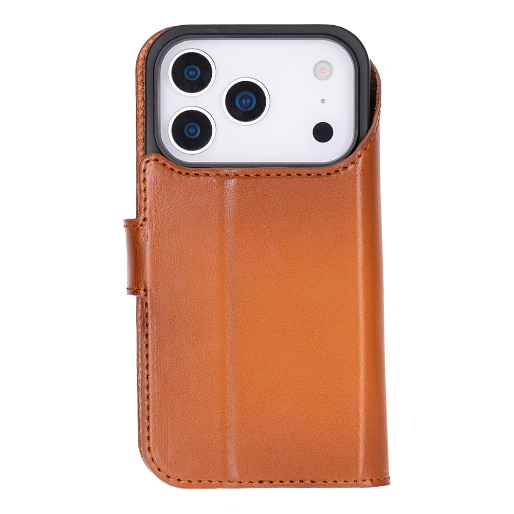 Magic iPhone 17 Pro Genuine Leather Detachable Wallet Case