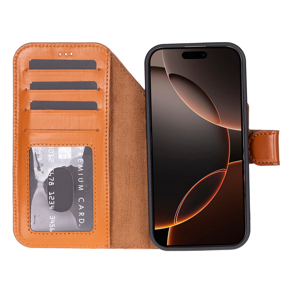 Magic iPhone 17 Pro Genuine Leather Detachable Wallet Case