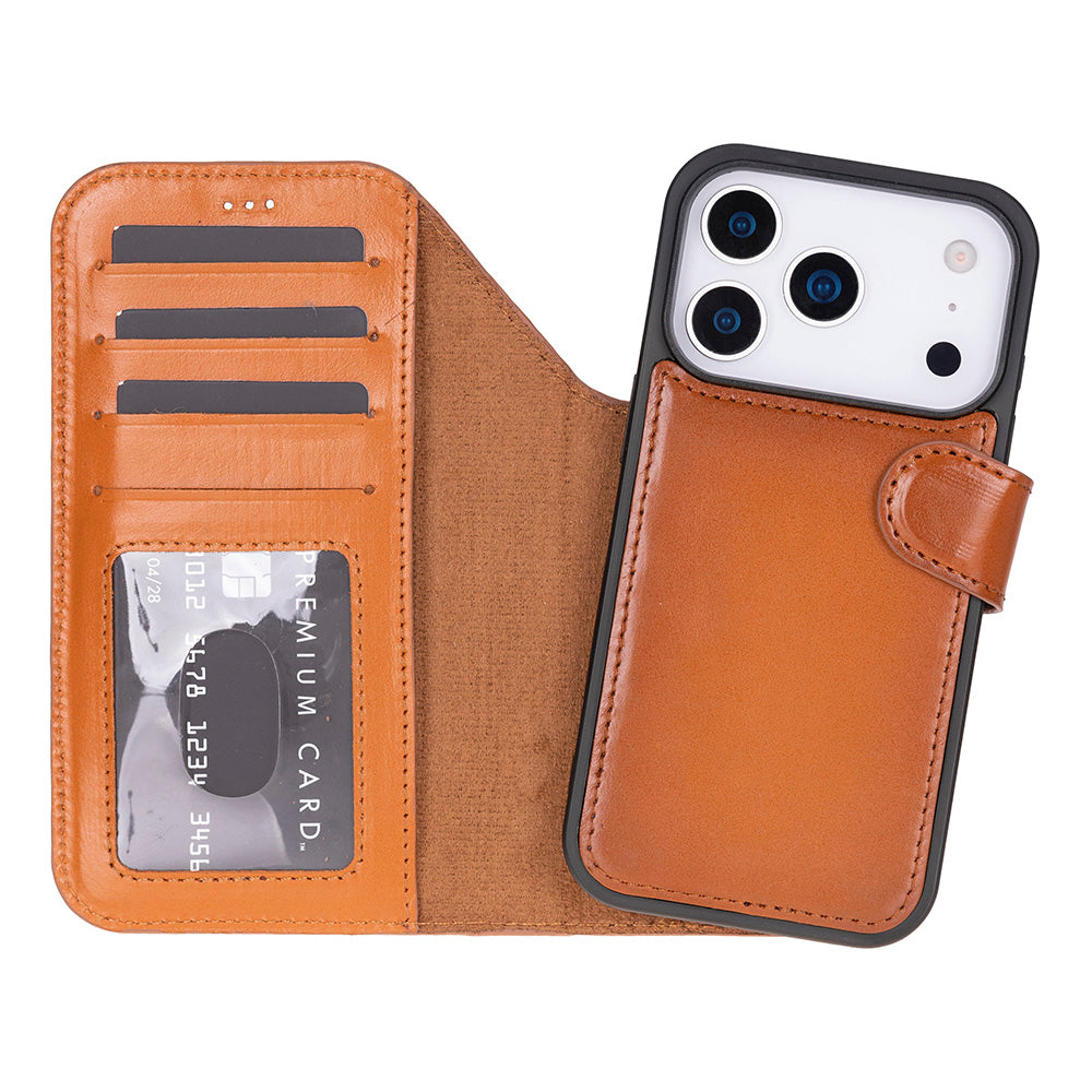 Magic iPhone 17 Pro Genuine Leather Detachable Wallet Case