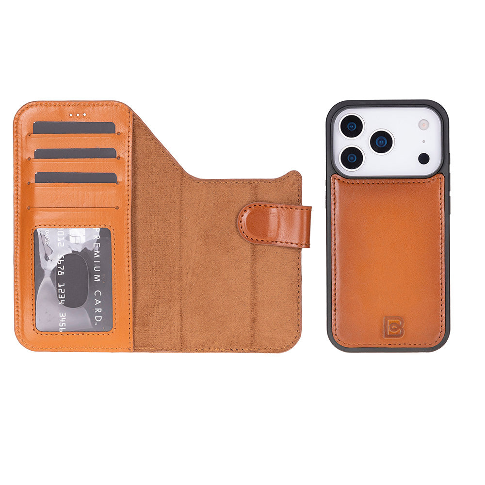 Magic iPhone 17 Pro Detachable Genuine Leather Wallet Case