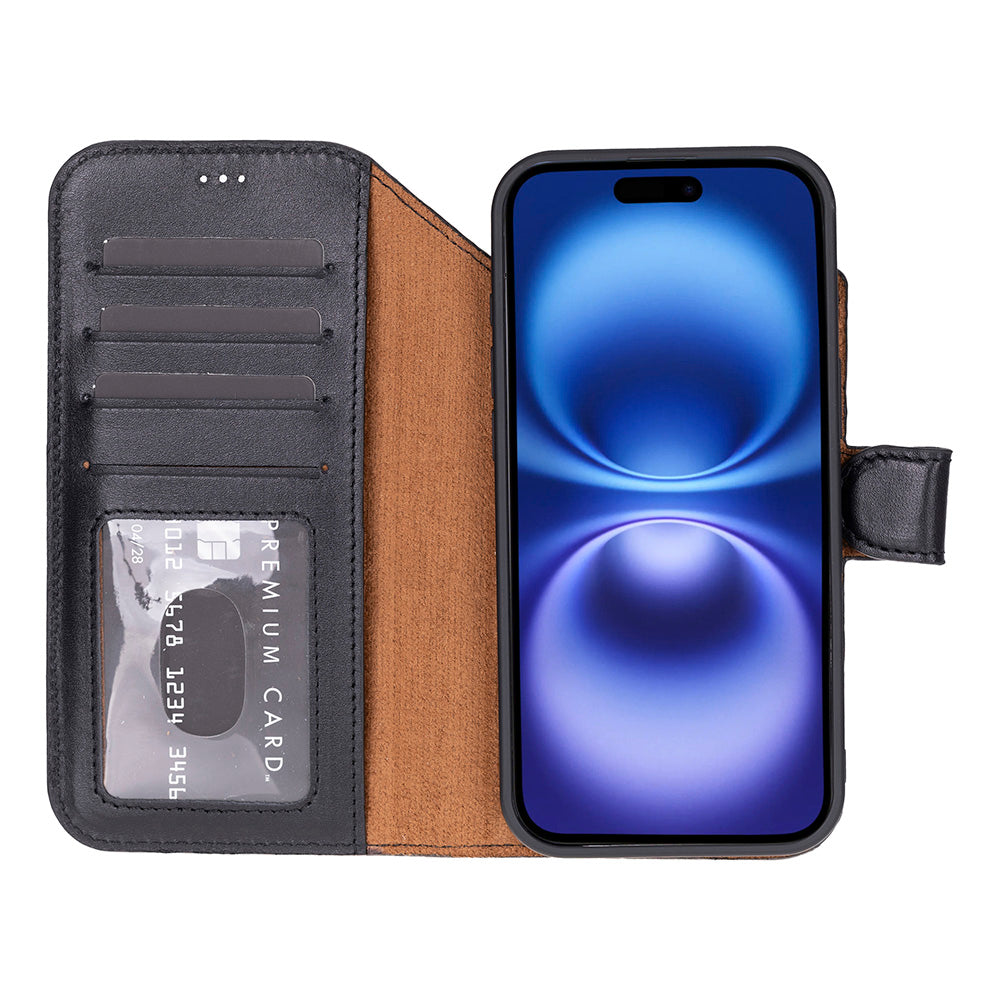 Magic iPhone 17 Air Detachable Genuine Leather Wallet Case