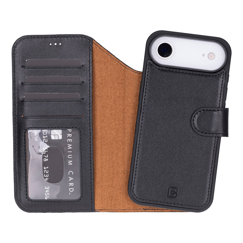 Magic iPhone 17 Air Detachable Genuine Leather Wallet Case