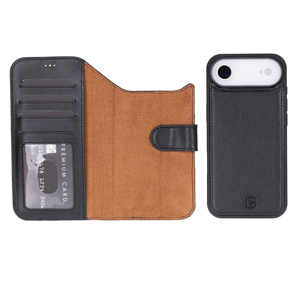 Magic iPhone 17 Air Detachable Genuine Leather Wallet Case