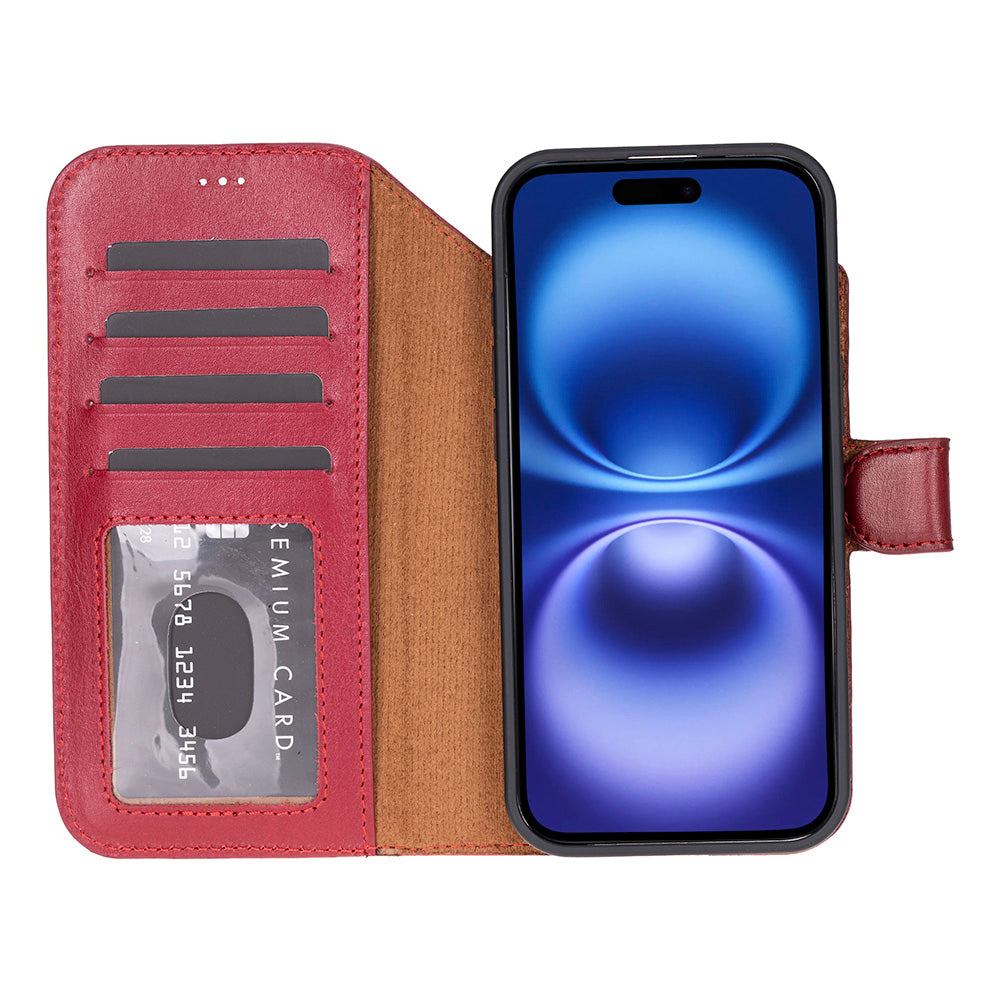 Magic iPhone 17 Air Detachable Genuine Leather Wallet Case