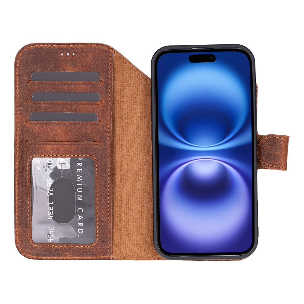 Magic iPhone 17 Air Detachable Genuine Leather Wallet Case