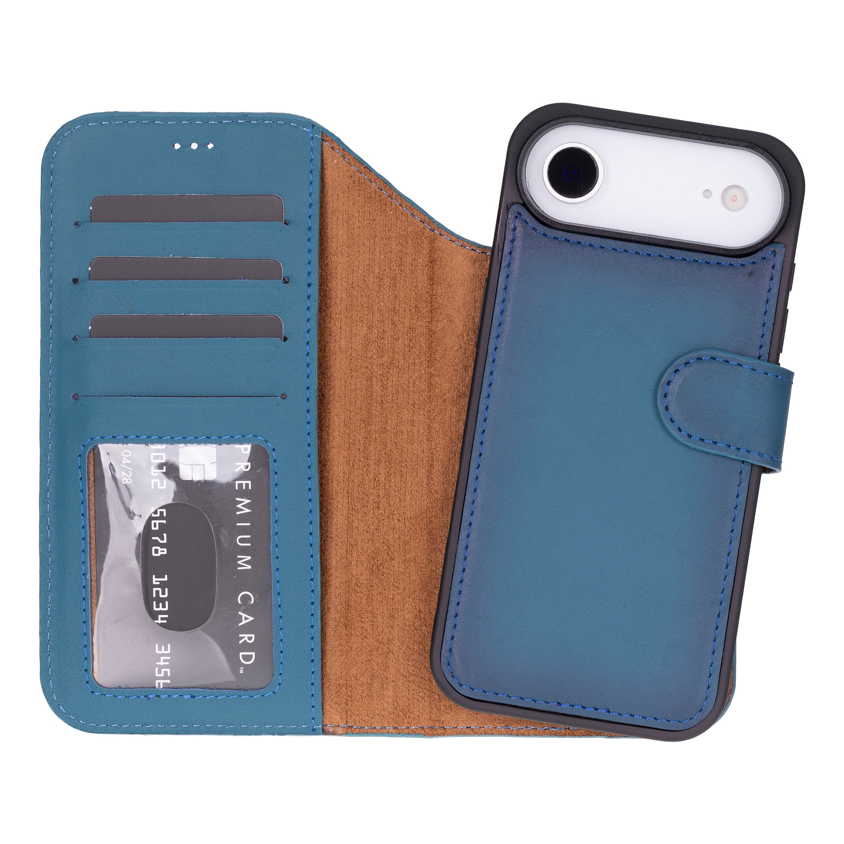 Magic iPhone 17 Air Detachable Genuine Leather Wallet Case