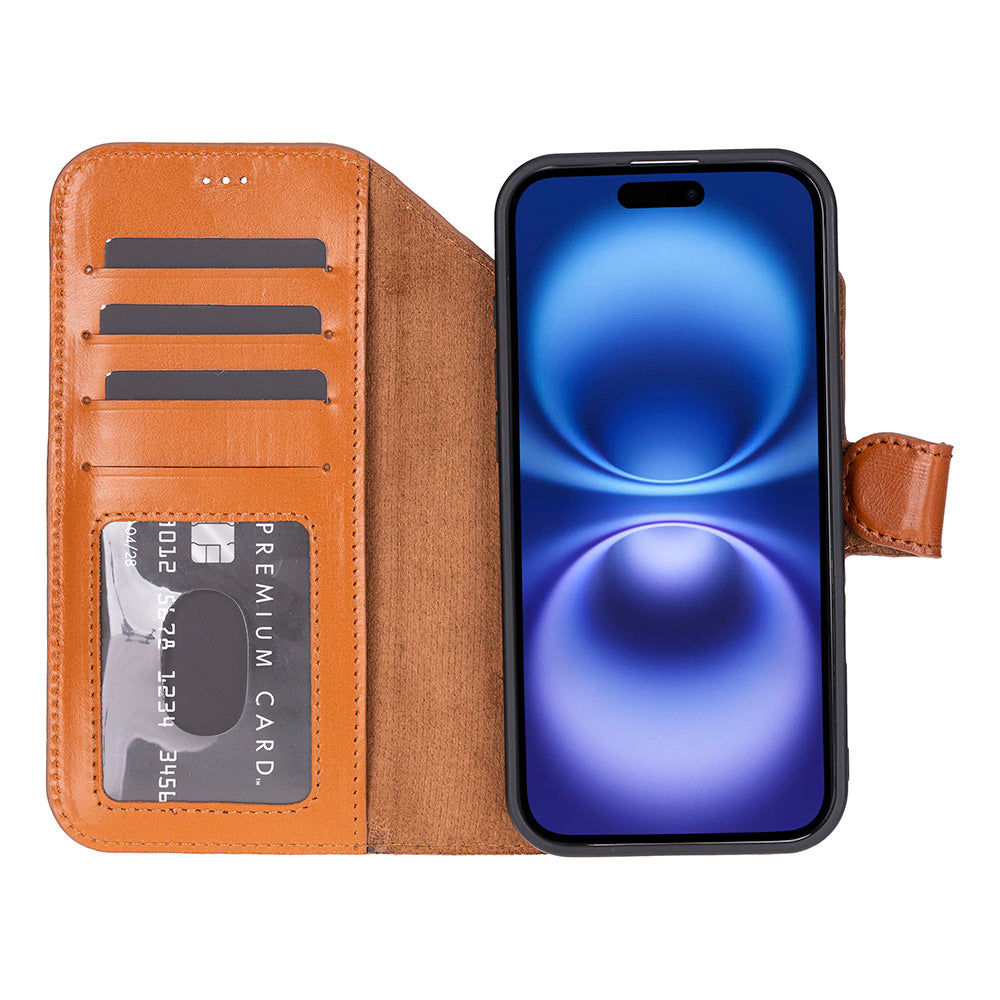Magic iPhone 17 Air Detachable Genuine Leather Wallet Case