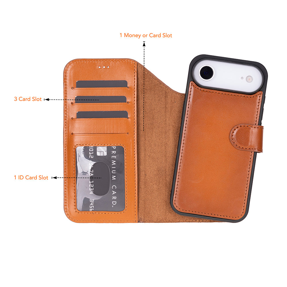 Magic iPhone 17 Air Genuine Leather Detachable Wallet Case