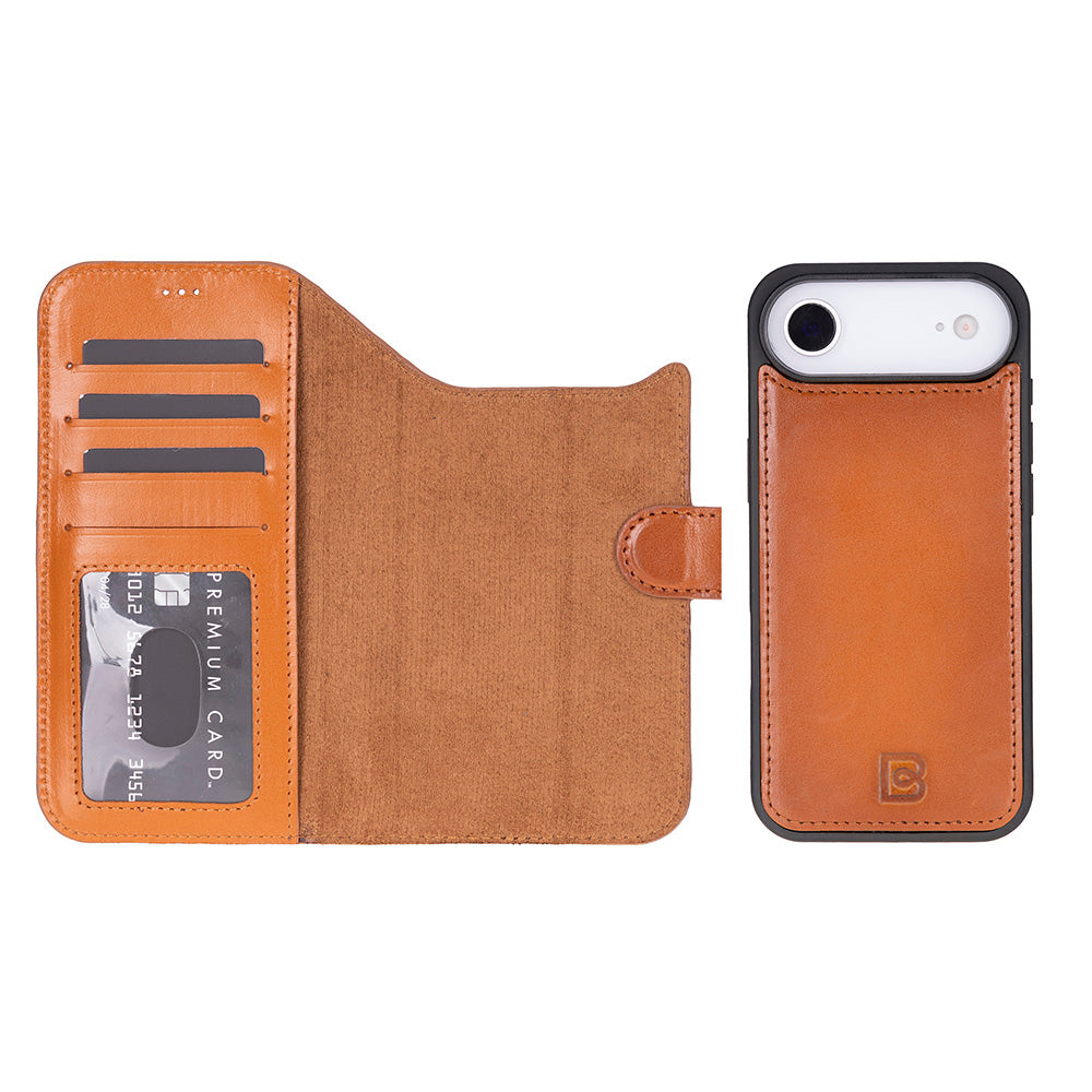 Magic iPhone 17 Air Detachable Genuine Leather Wallet Case