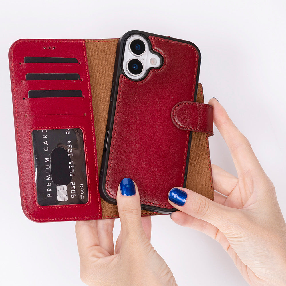 Magic iPhone 17 Detachable Genuine Leather Wallet Case