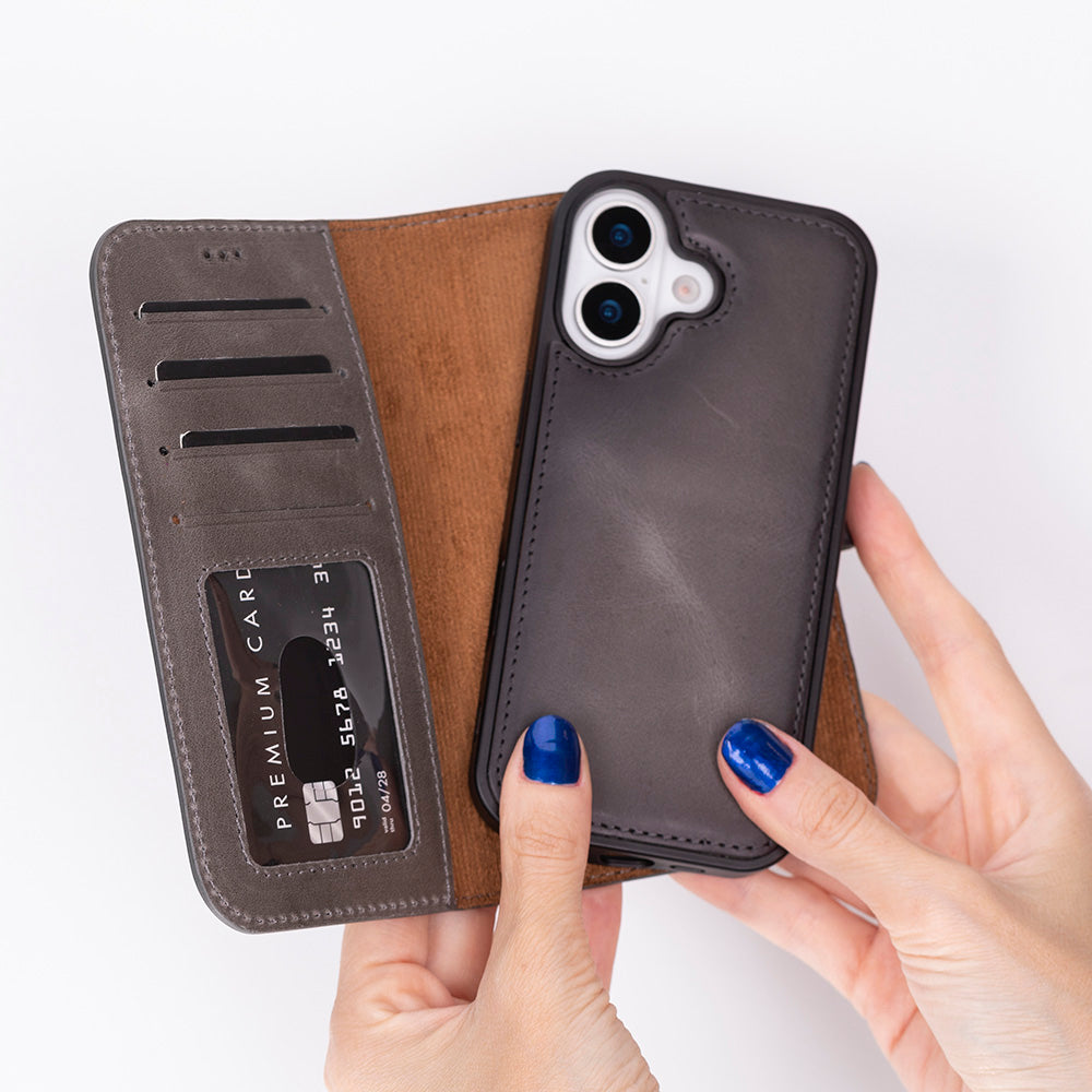 Magic iPhone 17 Genuine Leather Detachable Wallet Case