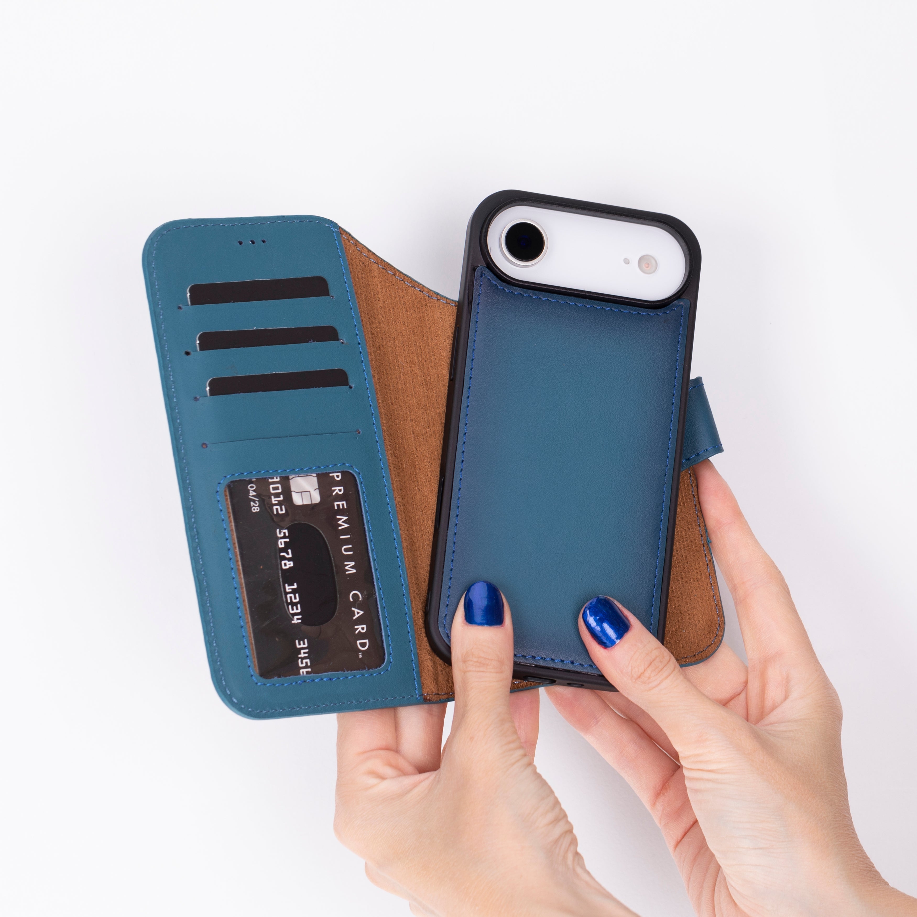 Magic iPhone 17 Air Detachable Genuine Leather Wallet Case