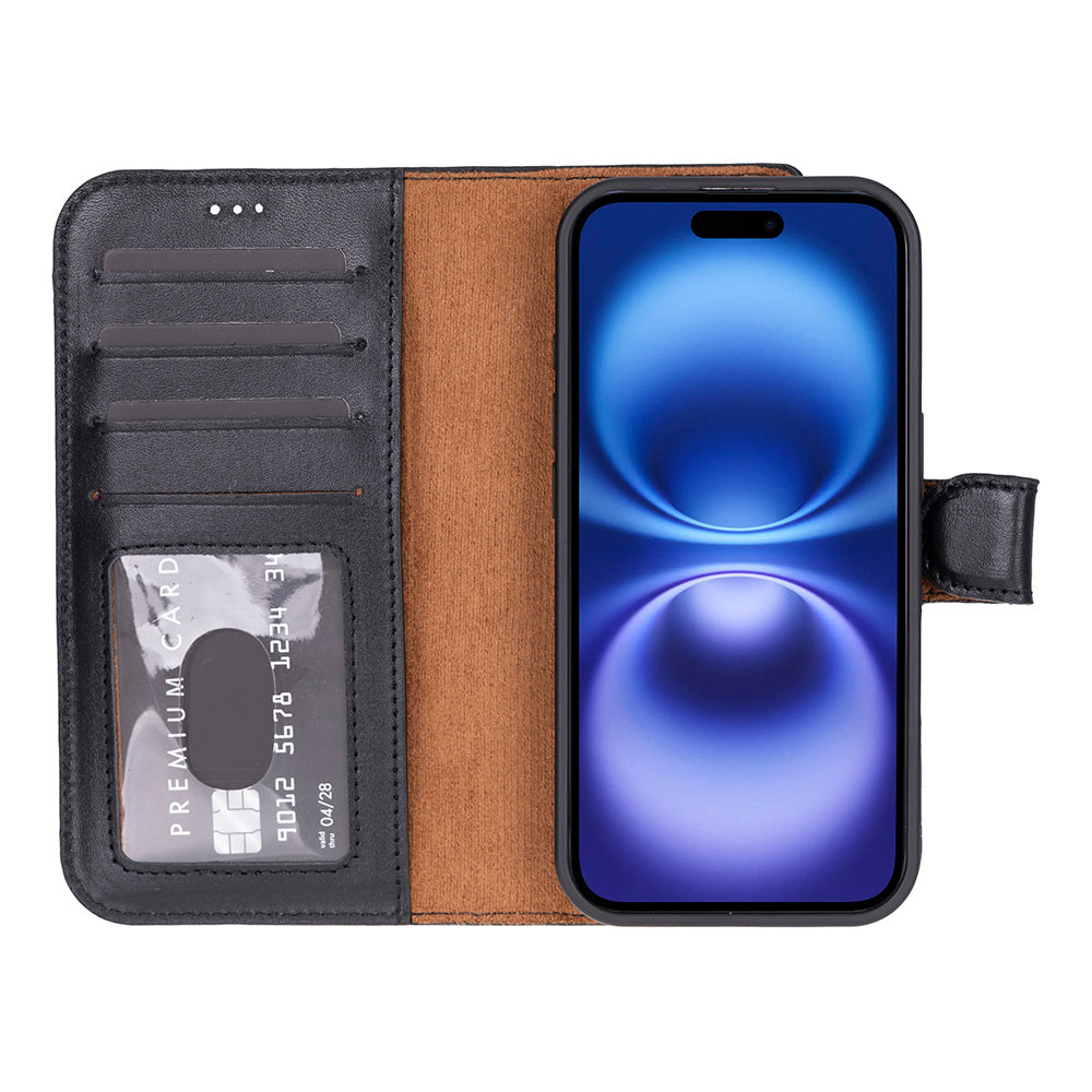 Magic iPhone 17 Detachable Genuine Leather Wallet Case