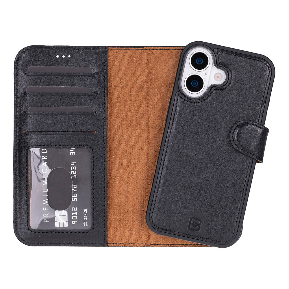 Magic iPhone 17 Detachable Genuine Leather Wallet Case