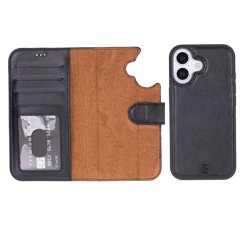 Magic iPhone 17 Detachable Genuine Leather Wallet Case