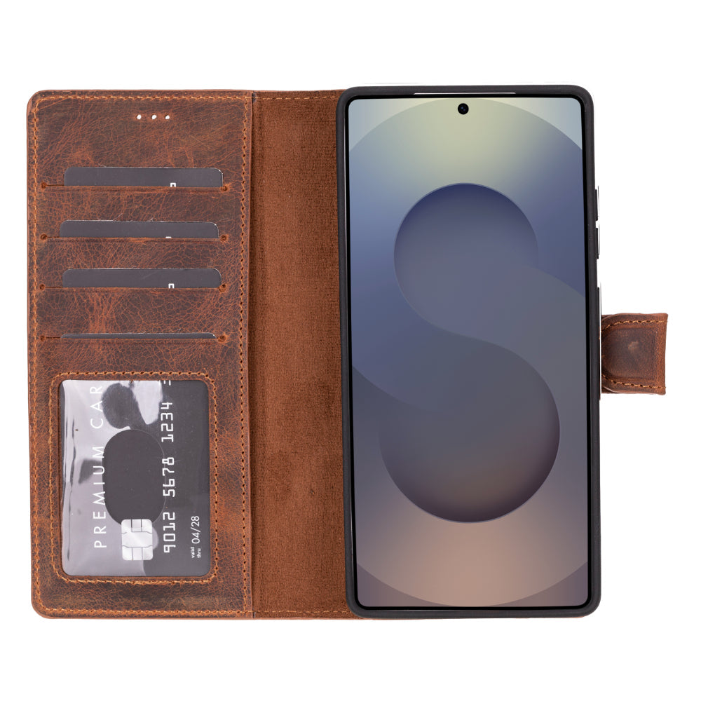 Magic Samsung Galaxy S25 Ultra Genuine Leather Detachable Wallet Case