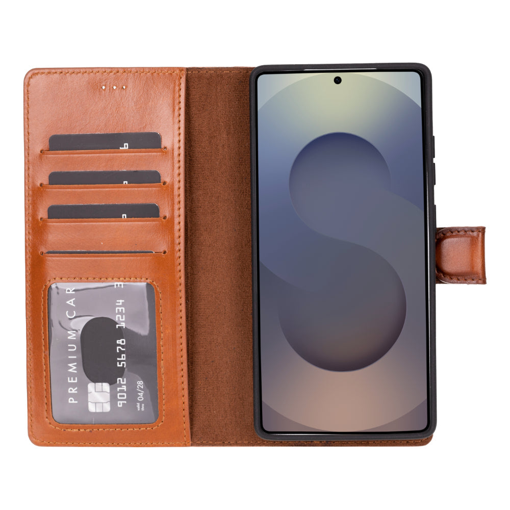Magic Samsung Galaxy S25 Ultra Genuine Leather Detachable Wallet Case