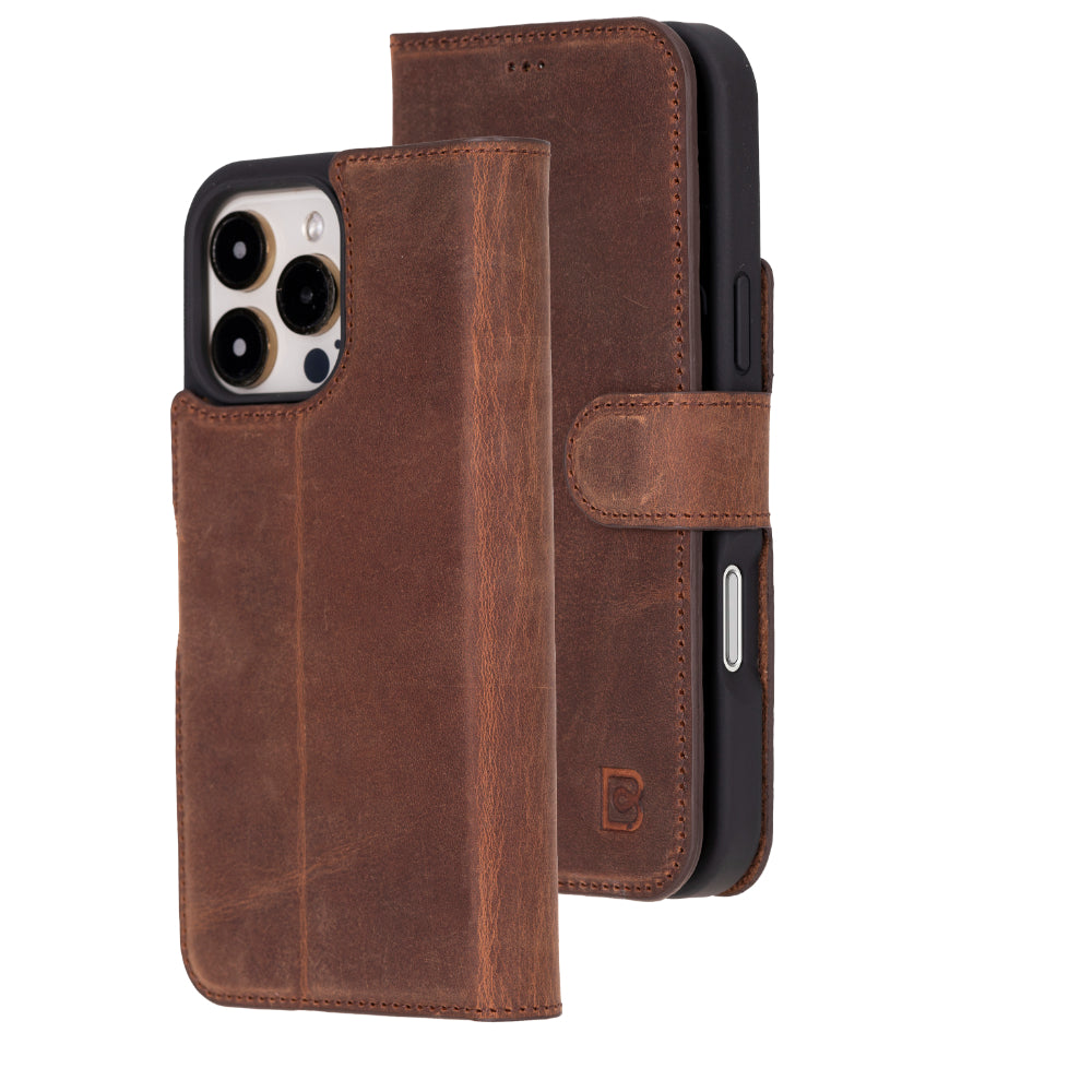 Magic iPhone 16 Pro Genuine Leather Detachable Wallet Case