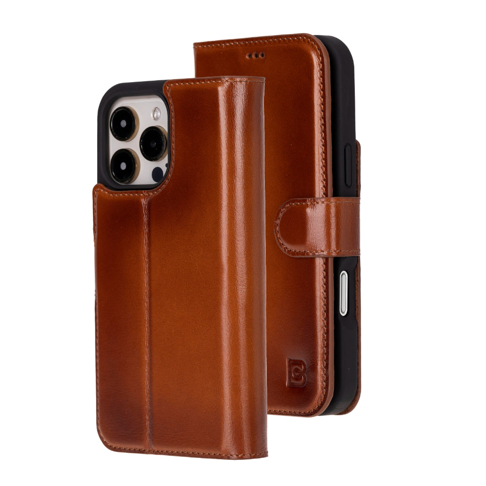 Magic iPhone 16 Pro Genuine Leather Detachable Wallet Case
