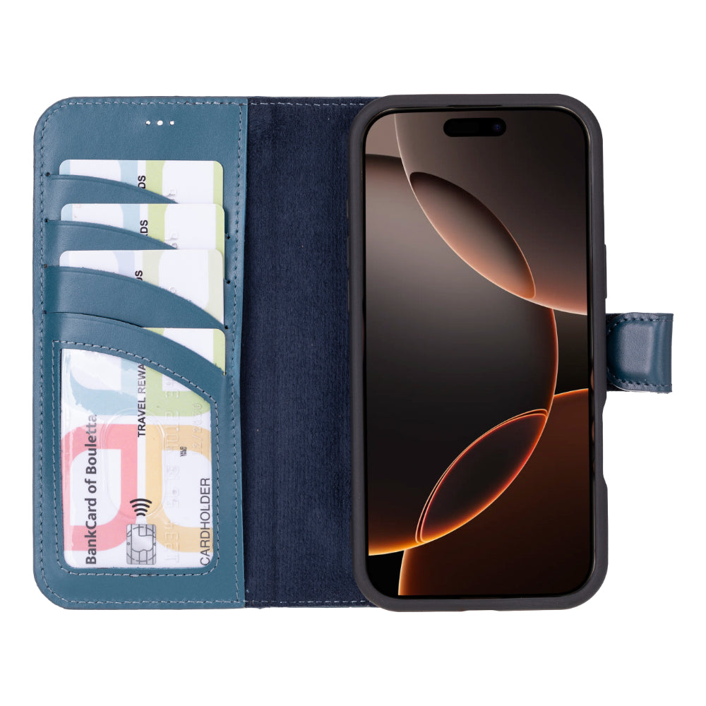 Magic iPhone 16 Pro Genuine Leather Detachable Wallet Case