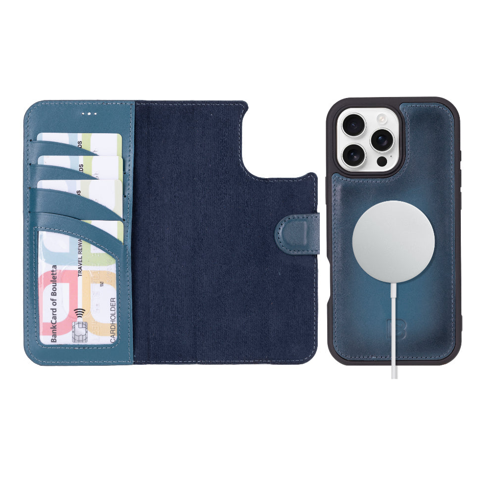 Magic iPhone 16 Pro Genuine Leather Detachable Wallet Case