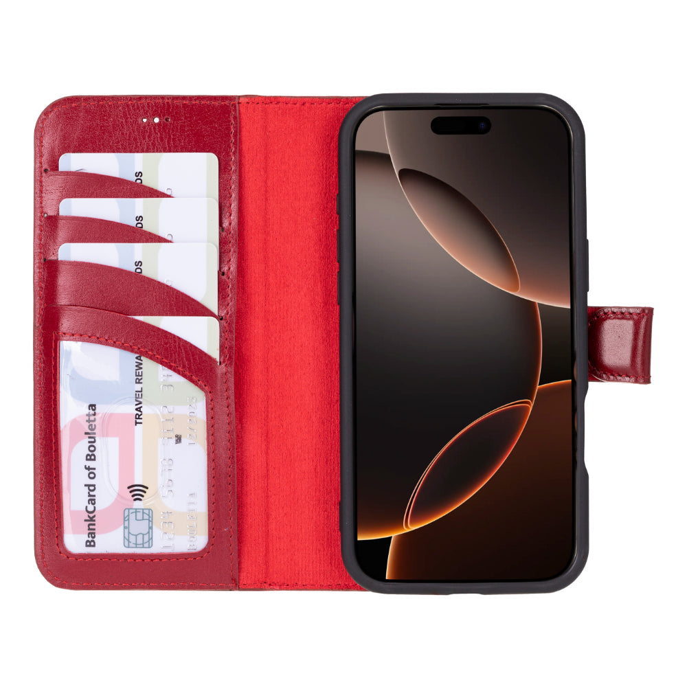 Magic iPhone 16 Pro Genuine Leather Detachable Wallet Case