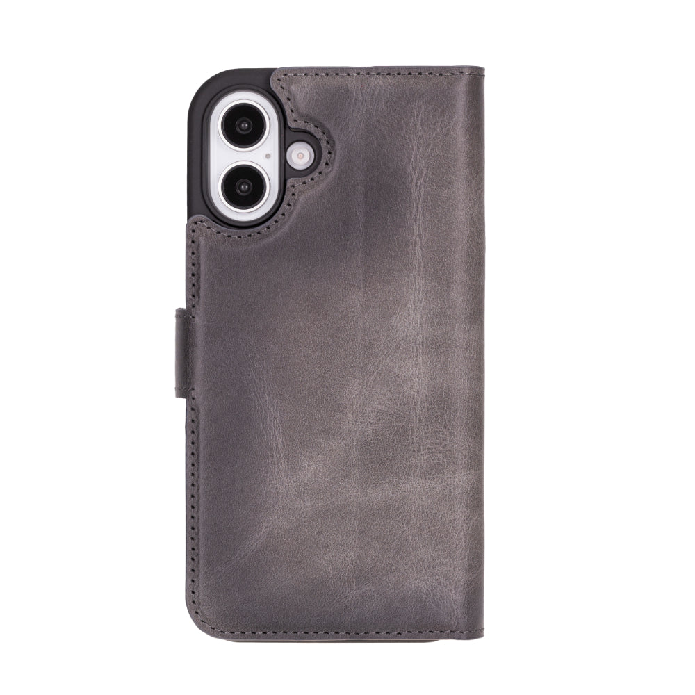 Magic iPhone 16 Plus Genuine Leather Detachable Wallet Case