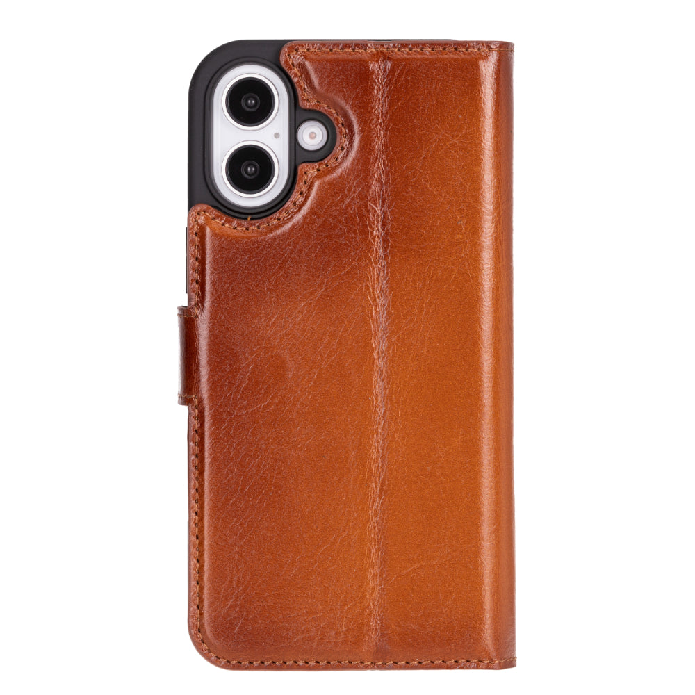 Magic iPhone 16 Plus Genuine Leather Detachable Wallet Case