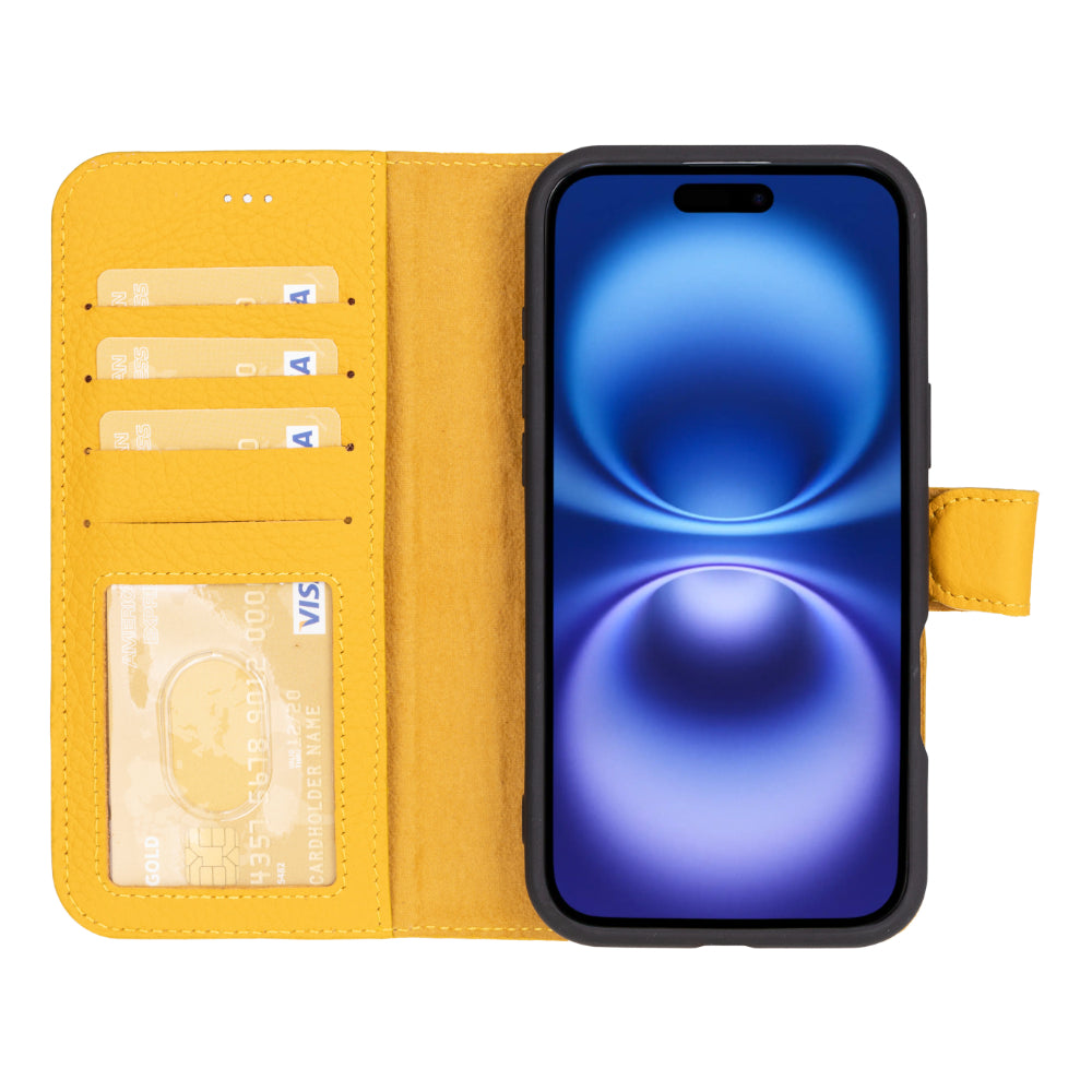 Magic iPhone 16 Plus Genuine Leather Detachable Wallet Case