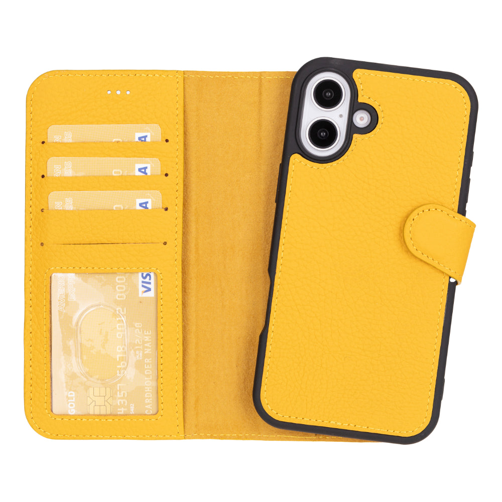 Magic iPhone 16 Plus Genuine Leather Detachable Wallet Case