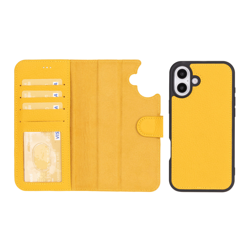 Magic iPhone 16 Plus Genuine Leather Detachable Wallet Case