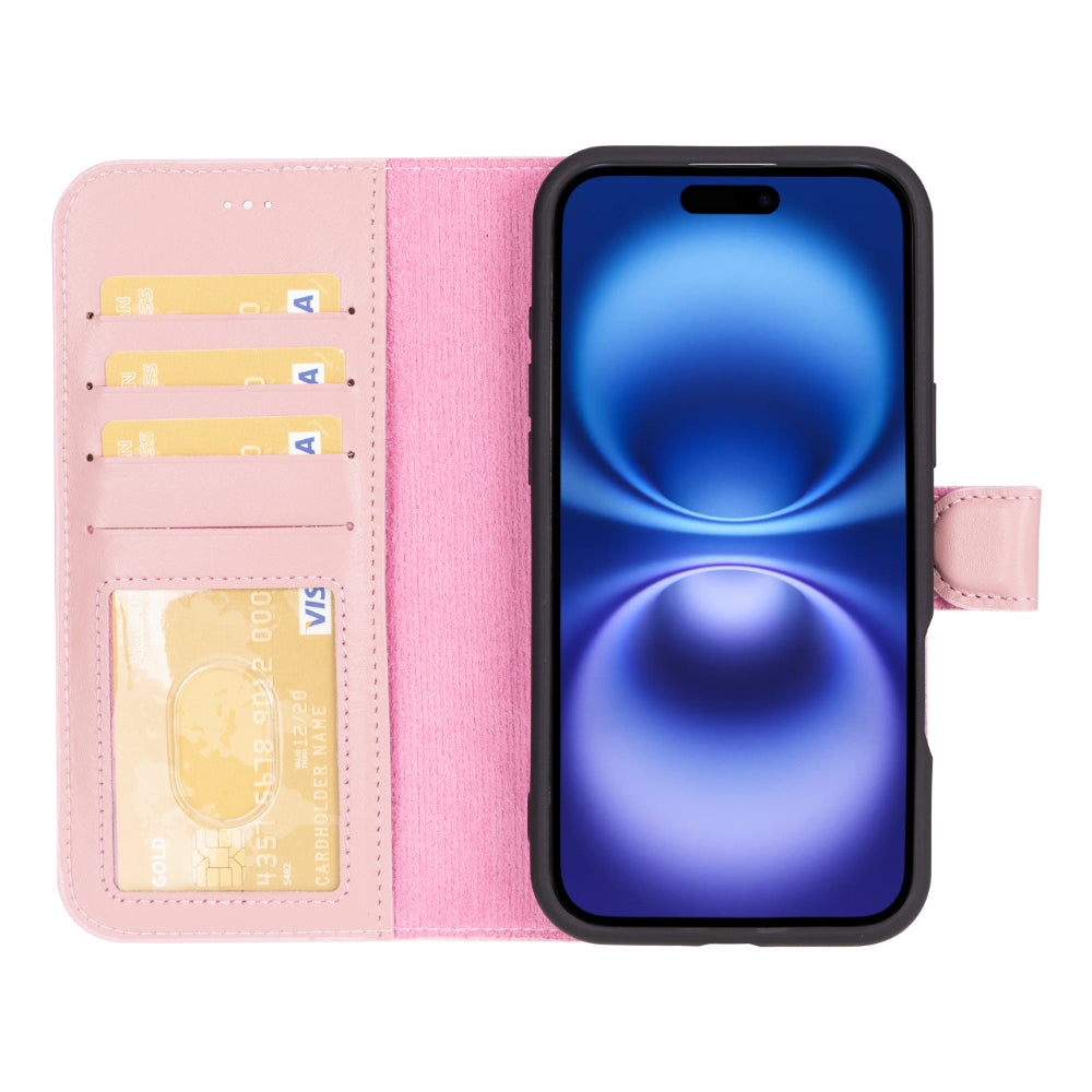 Magic iPhone 16 Plus Genuine Leather Detachable Wallet Case