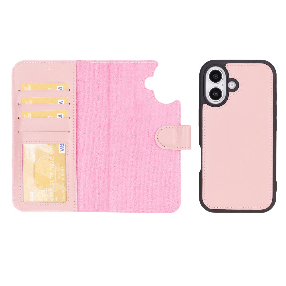 Magic iPhone 16 Plus Genuine Leather Detachable Wallet Case