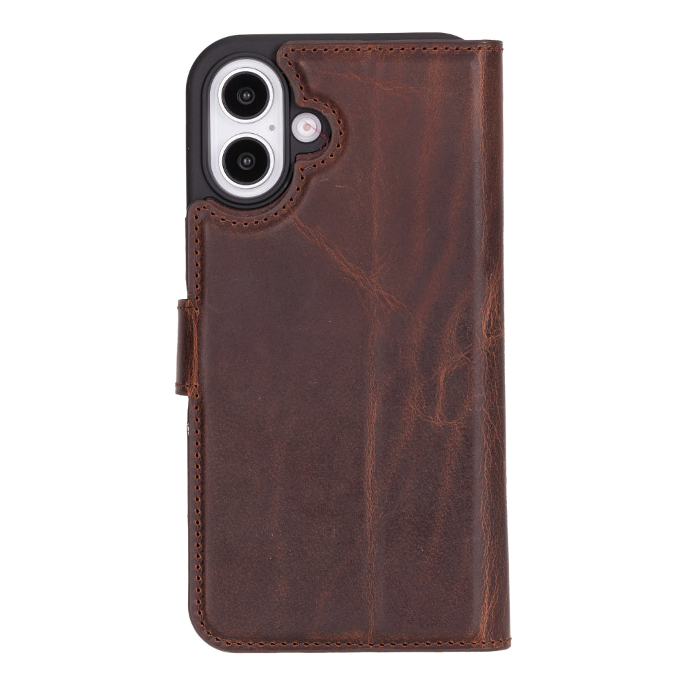 Magic iPhone 16 Plus Genuine Leather Detachable Wallet Case