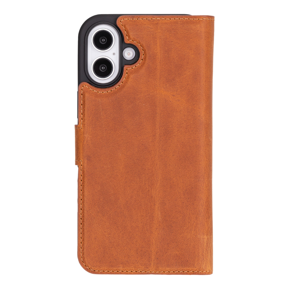 Magic iPhone 16 Plus Genuine Leather Detachable Wallet Case