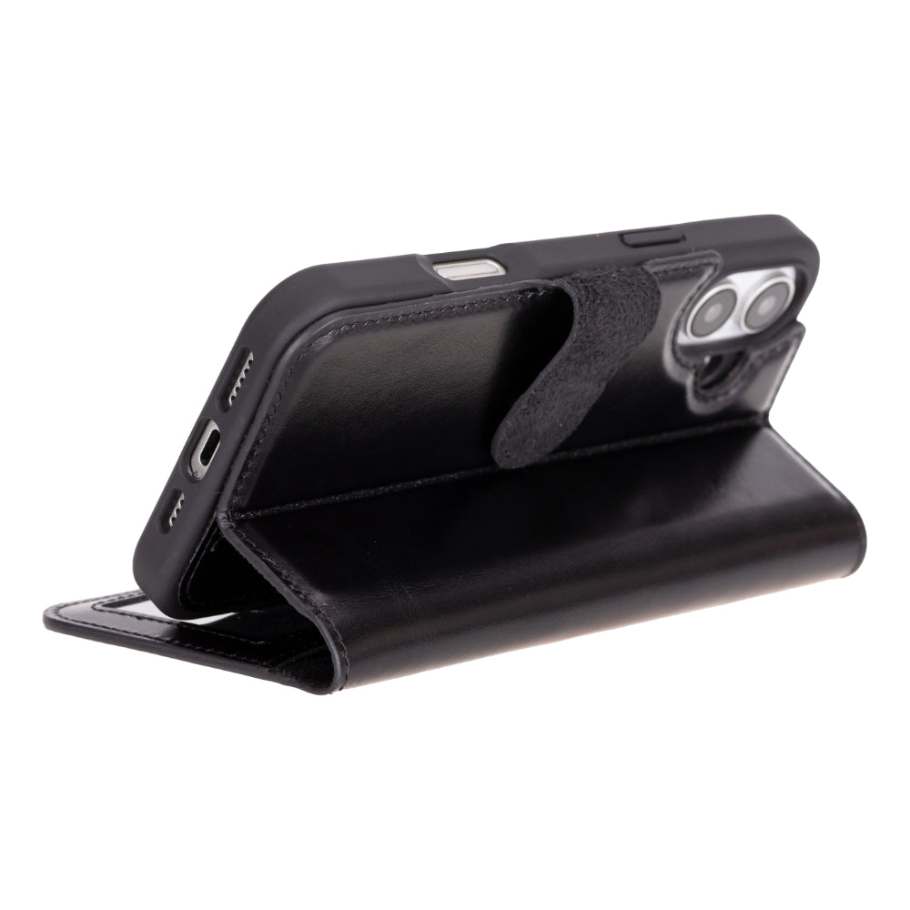Magic iPhone 16 Plus Genuine Leather Detachable Wallet Case