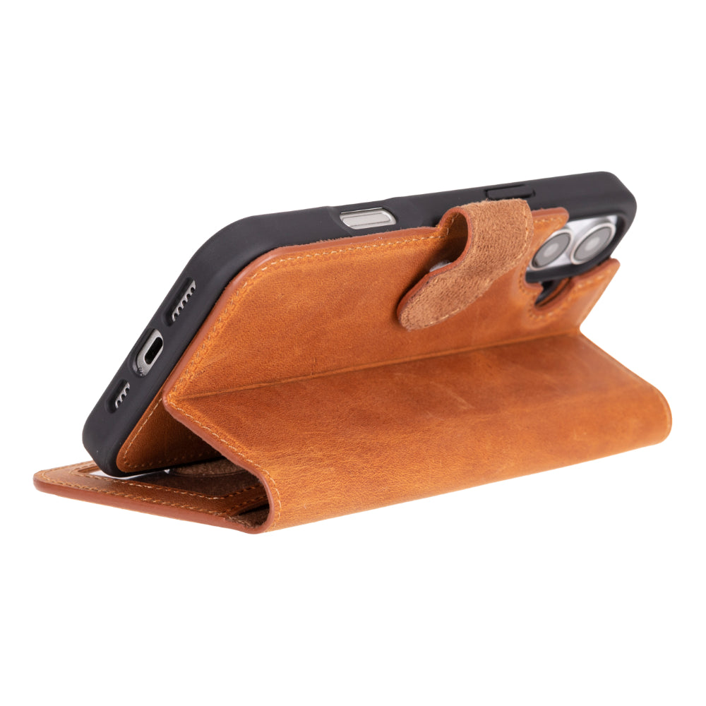 Magic iPhone 16 Plus Genuine Leather Detachable Wallet Case