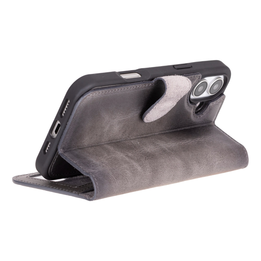 Magic iPhone 16 Plus Genuine Leather Detachable Wallet Case