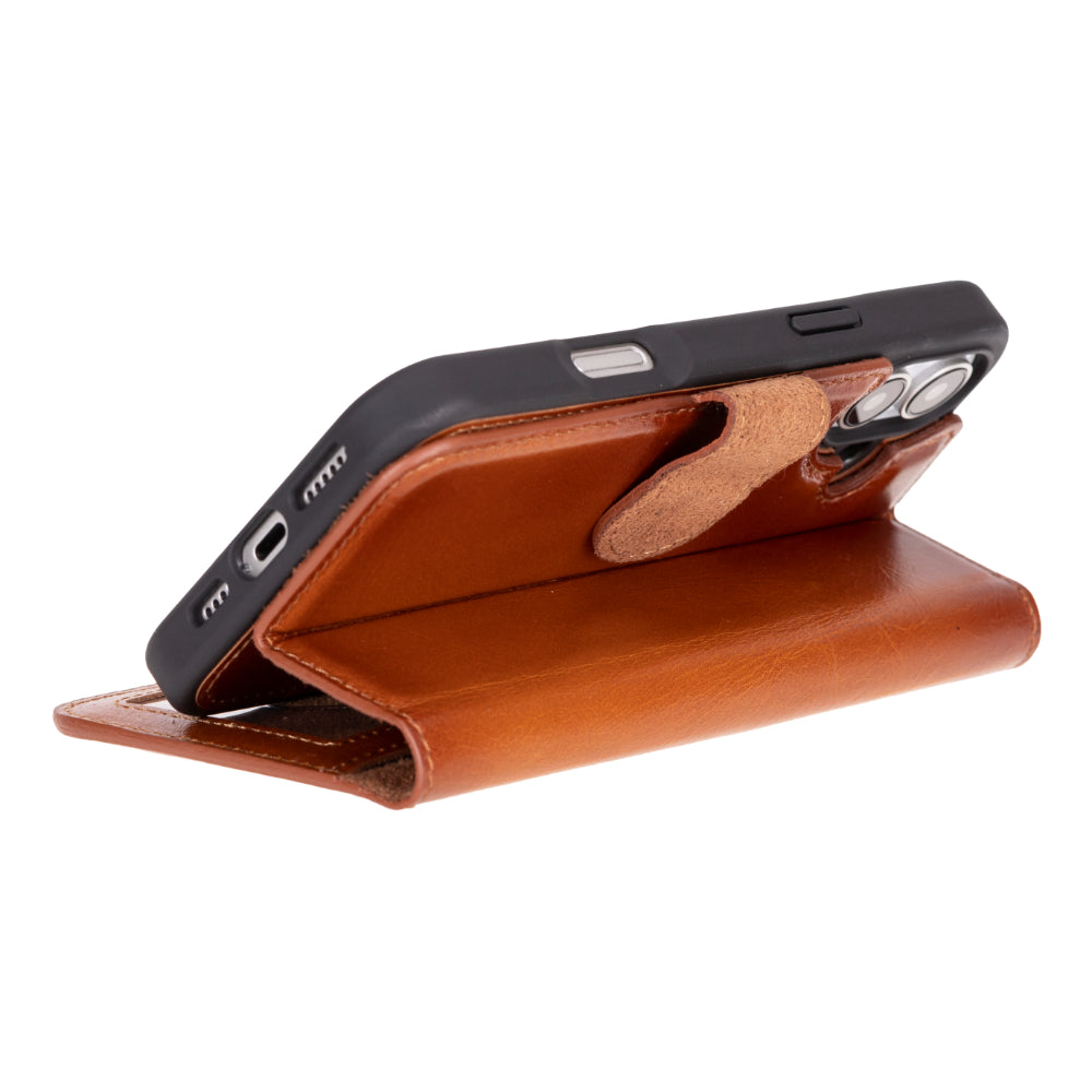Magic iPhone 16 Plus Genuine Leather Detachable Wallet Case