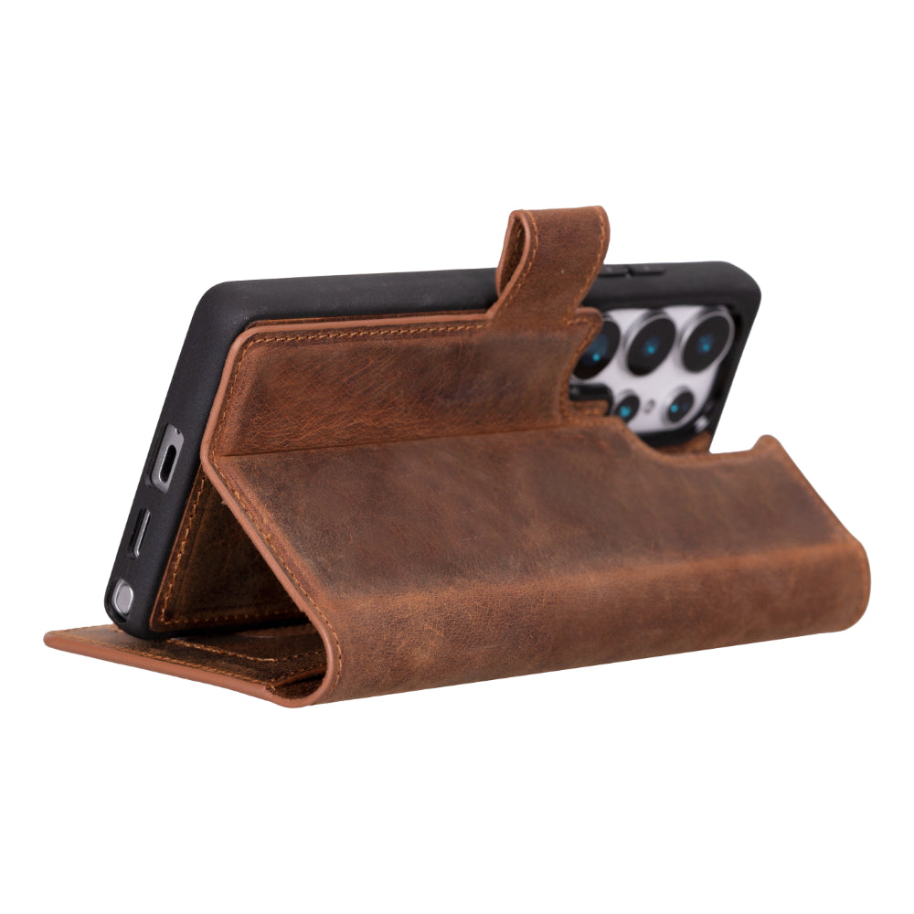 Magic Samsung Galaxy S25 Ultra Genuine Leather Detachable Wallet Case